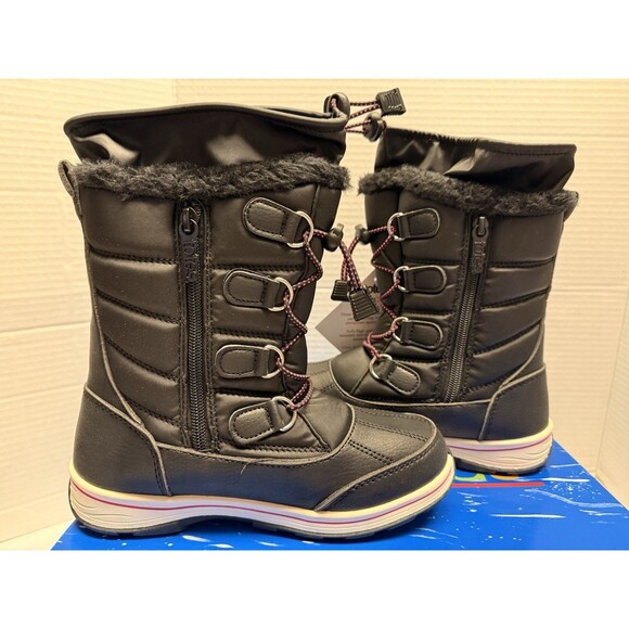 Totes Girl’s Mackenzie Black Snow Winter  Boots Size 3 - Picture 3 of 9
